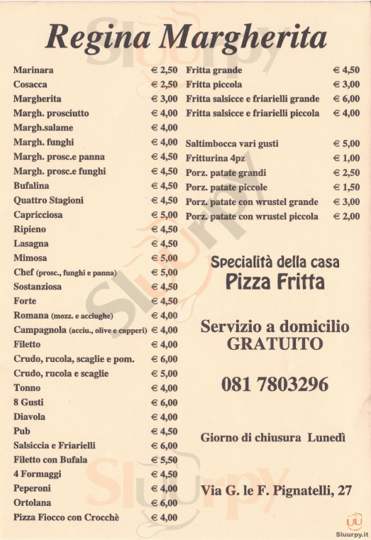 margherita menu margherita menu