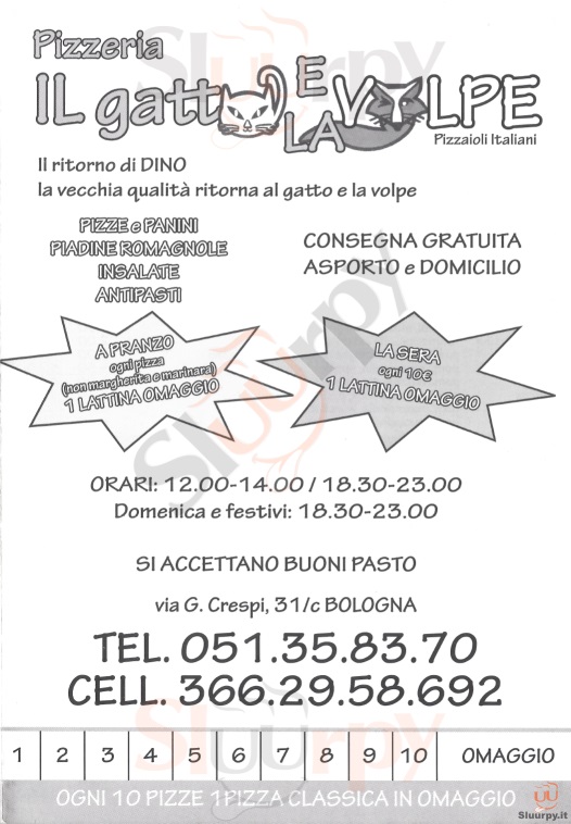 Menù Ristorante Il Gatto E La Volpe A Bologna