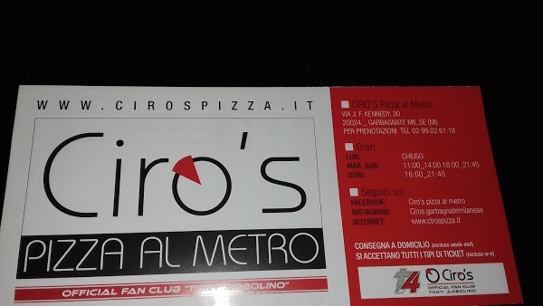 Pizzeria Da Ciro Garbagnate Garbagnate Milanese Menu prezzi