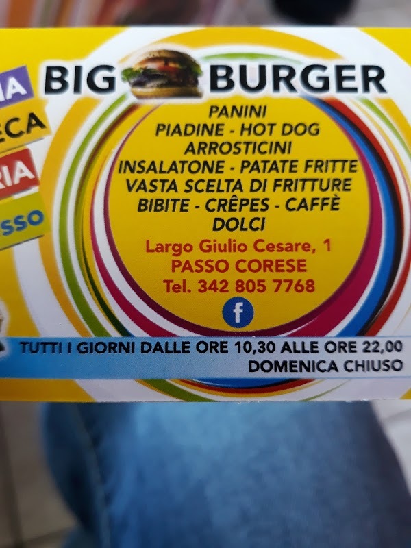 Big Burger, Fara in Sabina