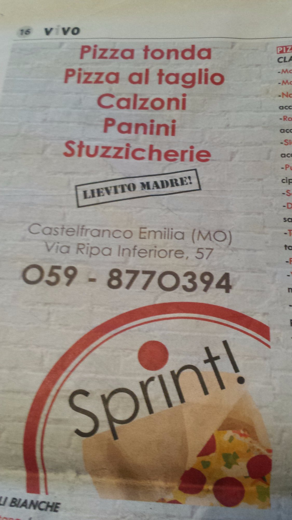 Pizzeria Sprint, Castelfranco Emilia
