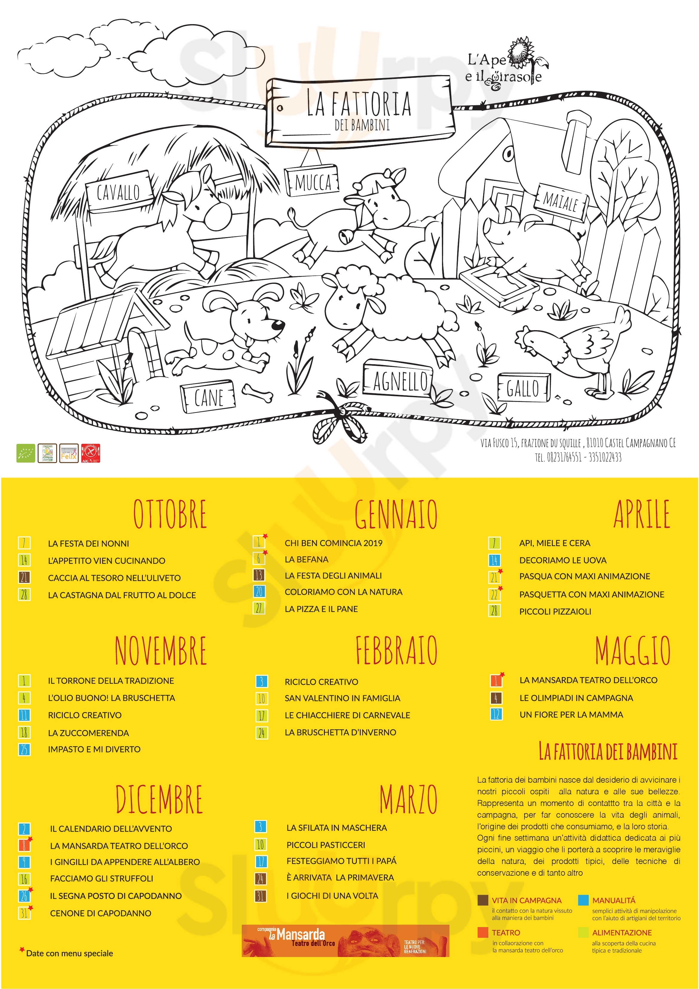 L'ape & il Girasole Castel Campagnano menù 1 pagina