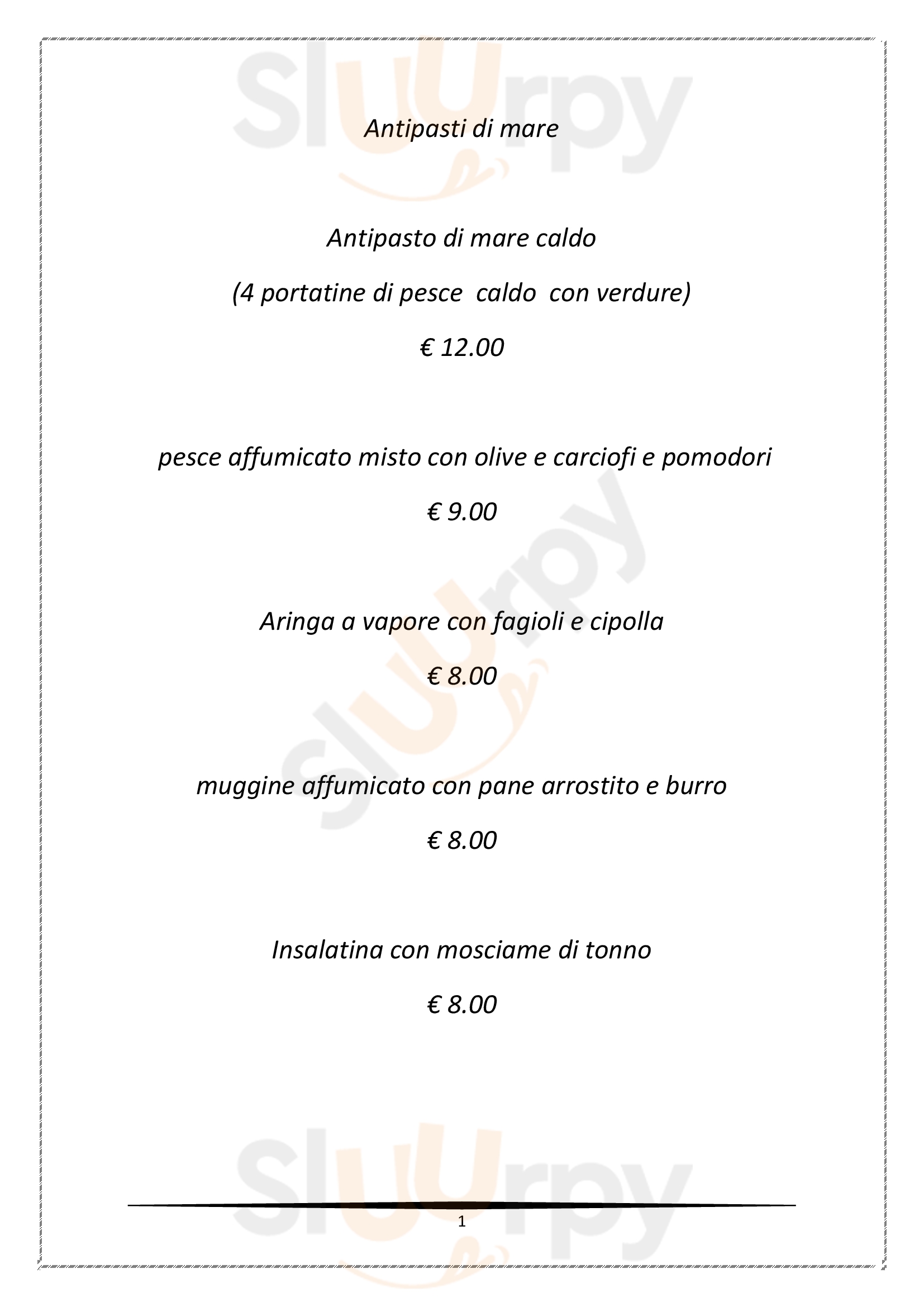 Osteria del Bamboro Lucca menù 1 pagina