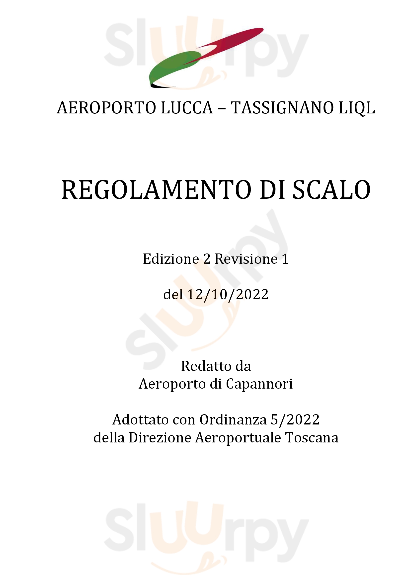 Ristorante Bar Aeroporto Di Capannori - Lucca Capannori menù 1 pagina