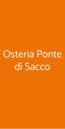 Osteria Ponte Di Sacco, Ponsacco