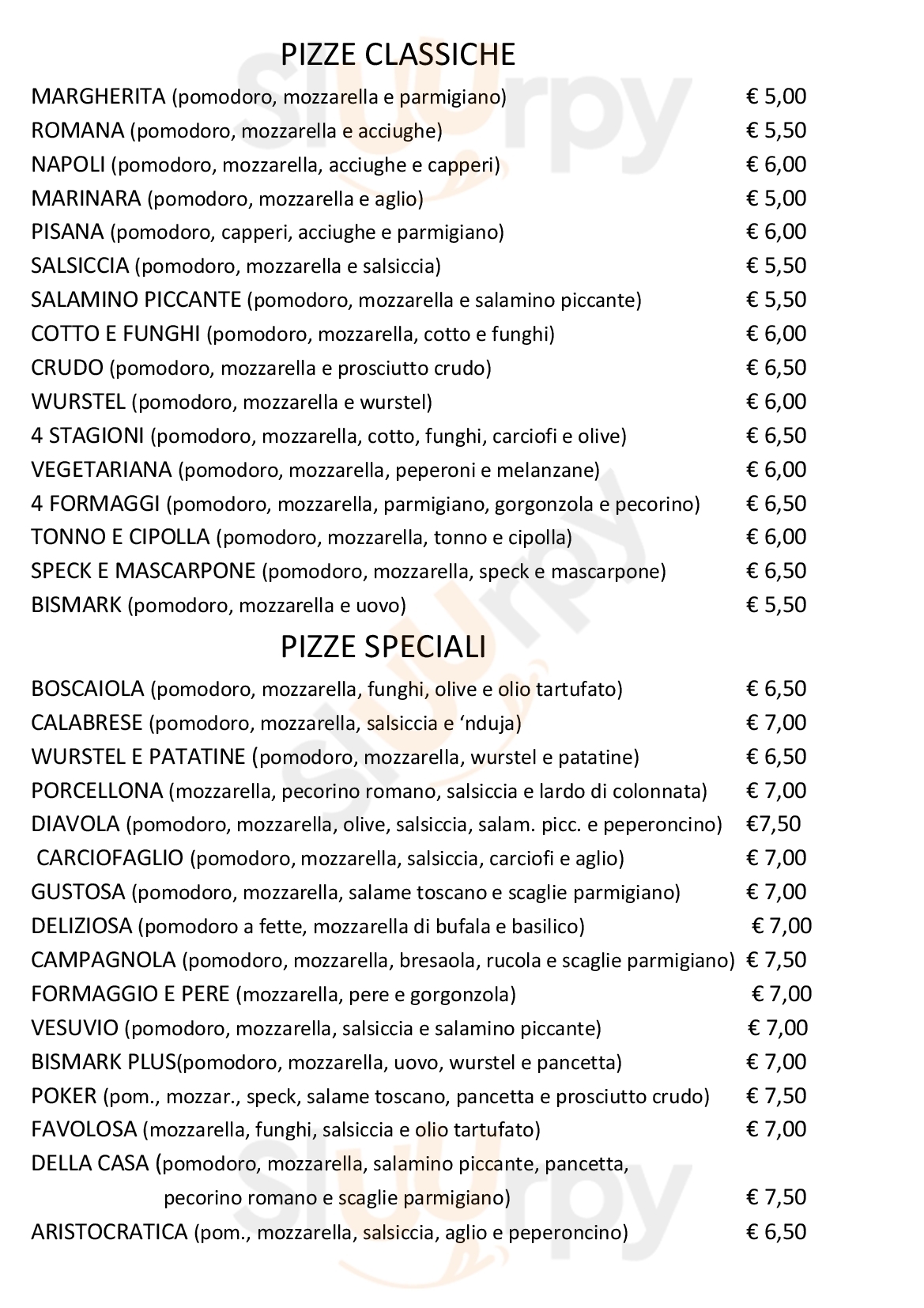 Pizzeria da Jo' Pisa menù 1 pagina