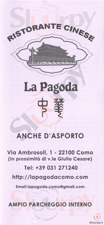 Ristorante Cinese La Pagoda Como Como menù 1 pagina