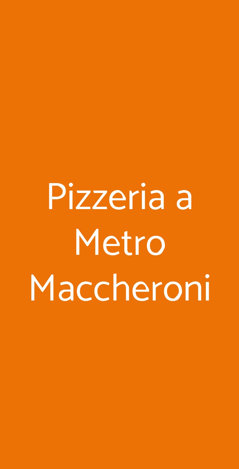 Pizzeria a Metro Maccheroni Bari menù 1 pagina
