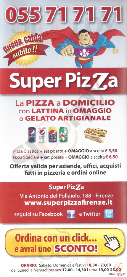 SUPER PIZZA Firenze menù 1 pagina