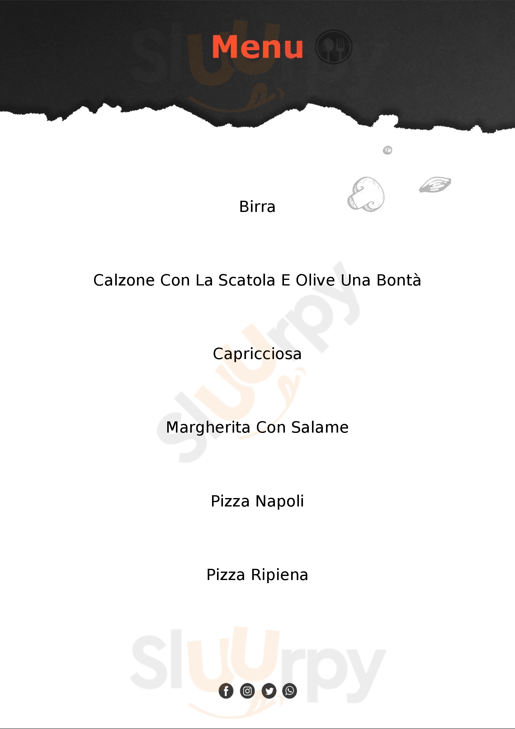 Pizzeria O'Scugnizzo Gallarate menù 1 pagina