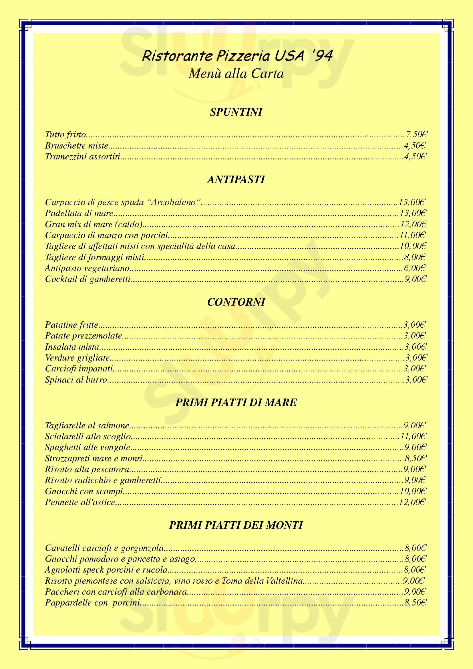 U.S.A. 94 Lonate Pozzolo menù 1 pagina