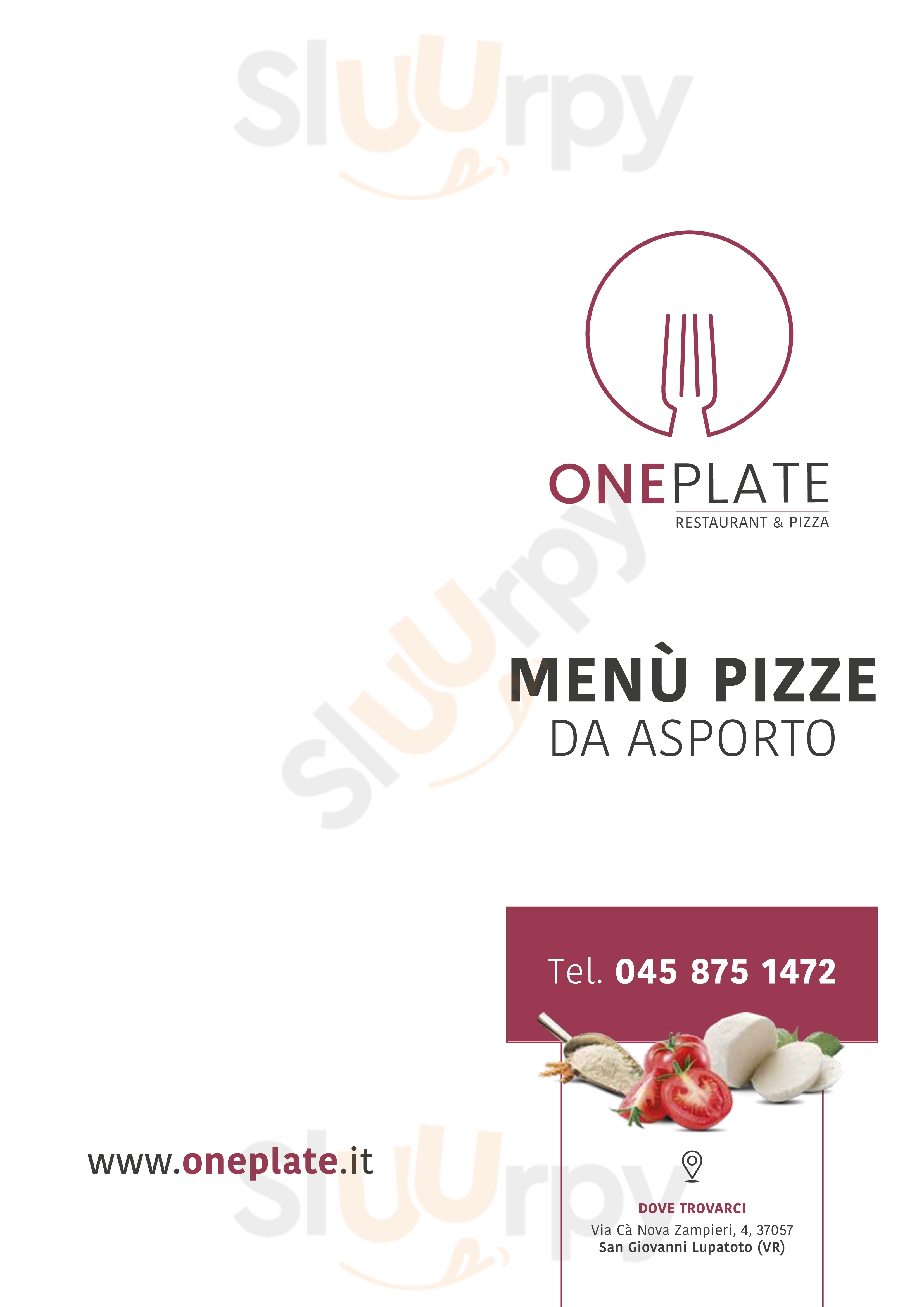 ONE PLATE RESTAURANT & PIZZA San Giovanni Lupatoto menù 1 pagina