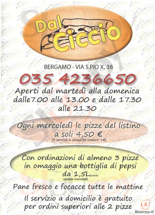 DAL CICCIO Bergamo menù 1 pagina
