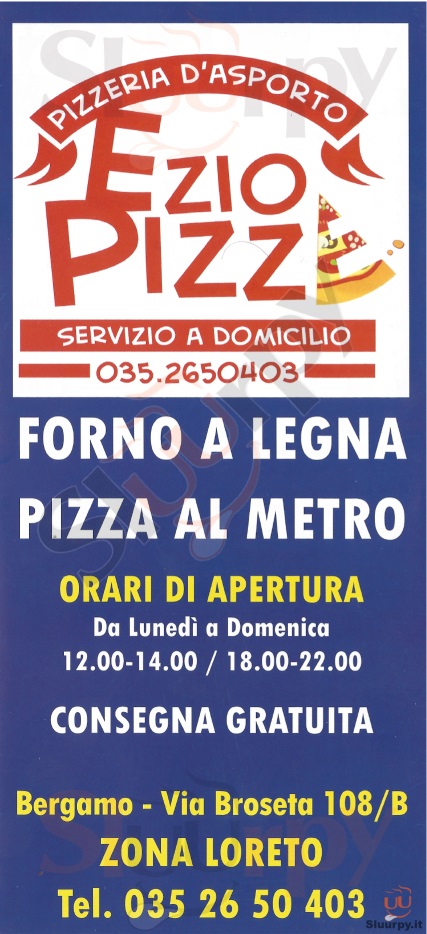 EZIO PIZZA Bergamo menù 1 pagina
