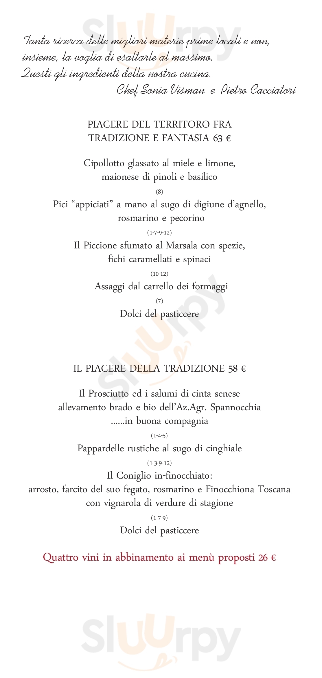 Albergaccio di Castellina Castellina in Chianti menù 1 pagina