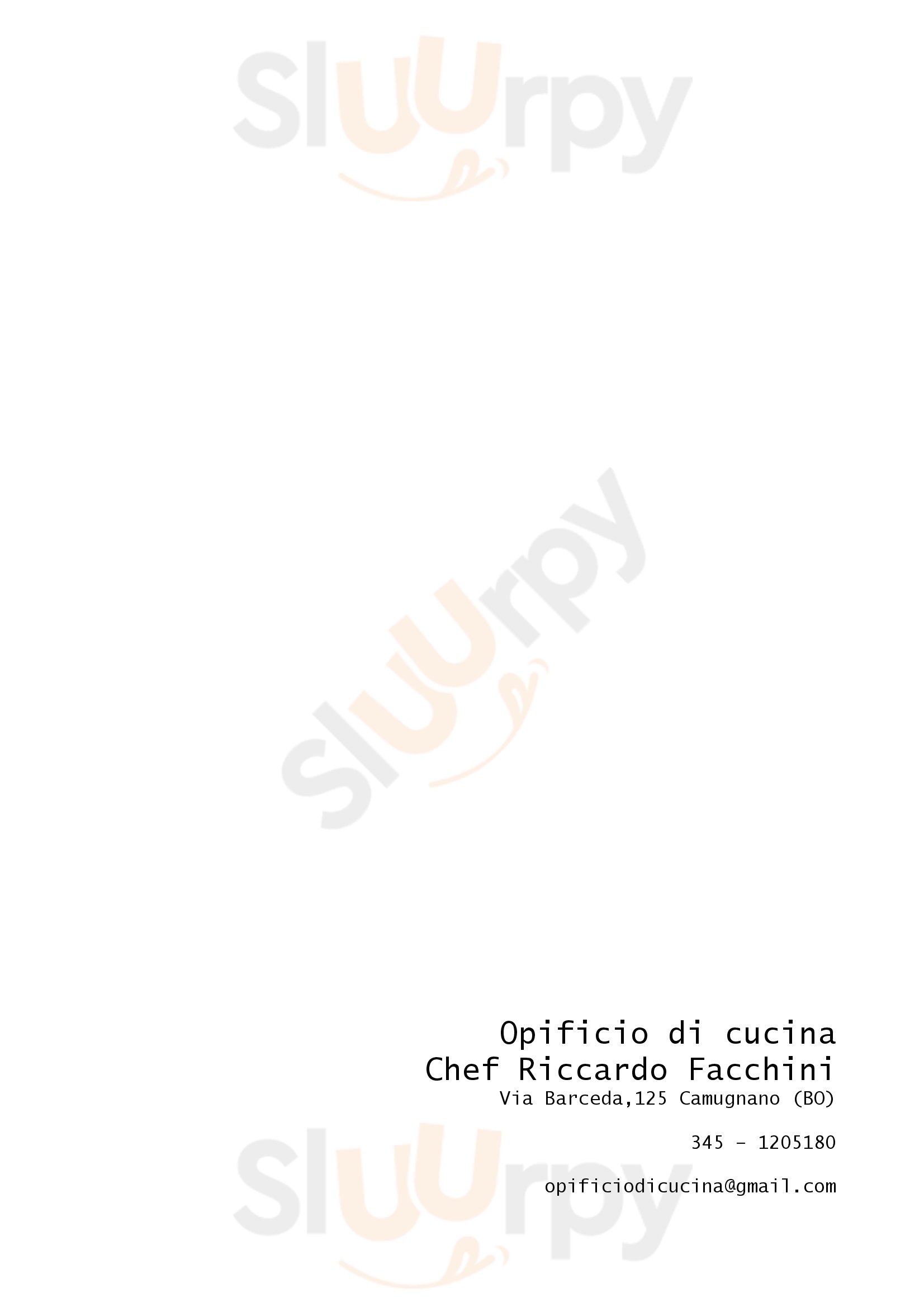 Opificio di cucina Facchini Camugnano menù 1 pagina