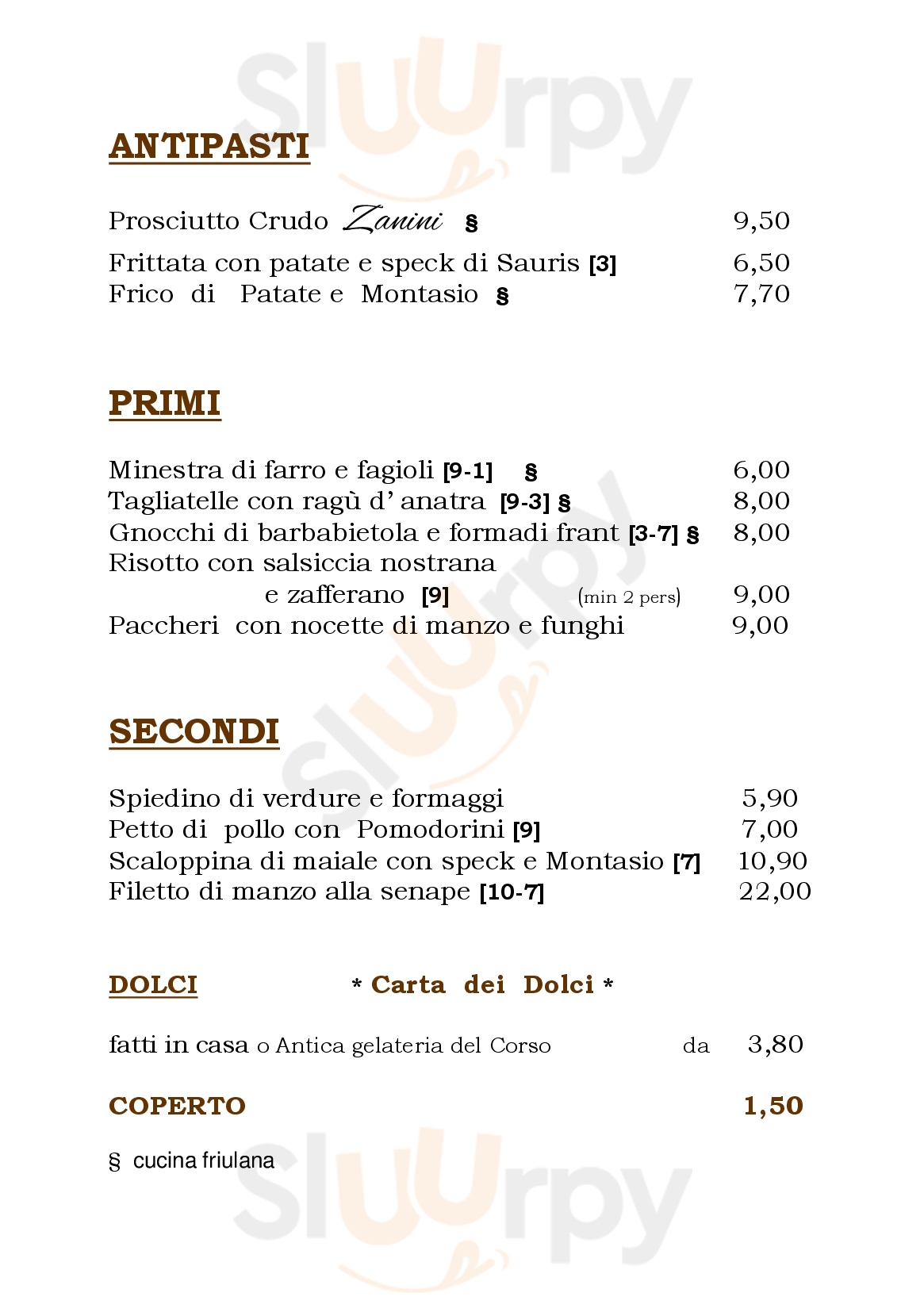 Ristorante Pizzeria Chichibio Cervignano del Friuli menù 1 pagina