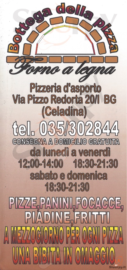 BOTTEGA DELLA PIZZA Bergamo menù 1 pagina