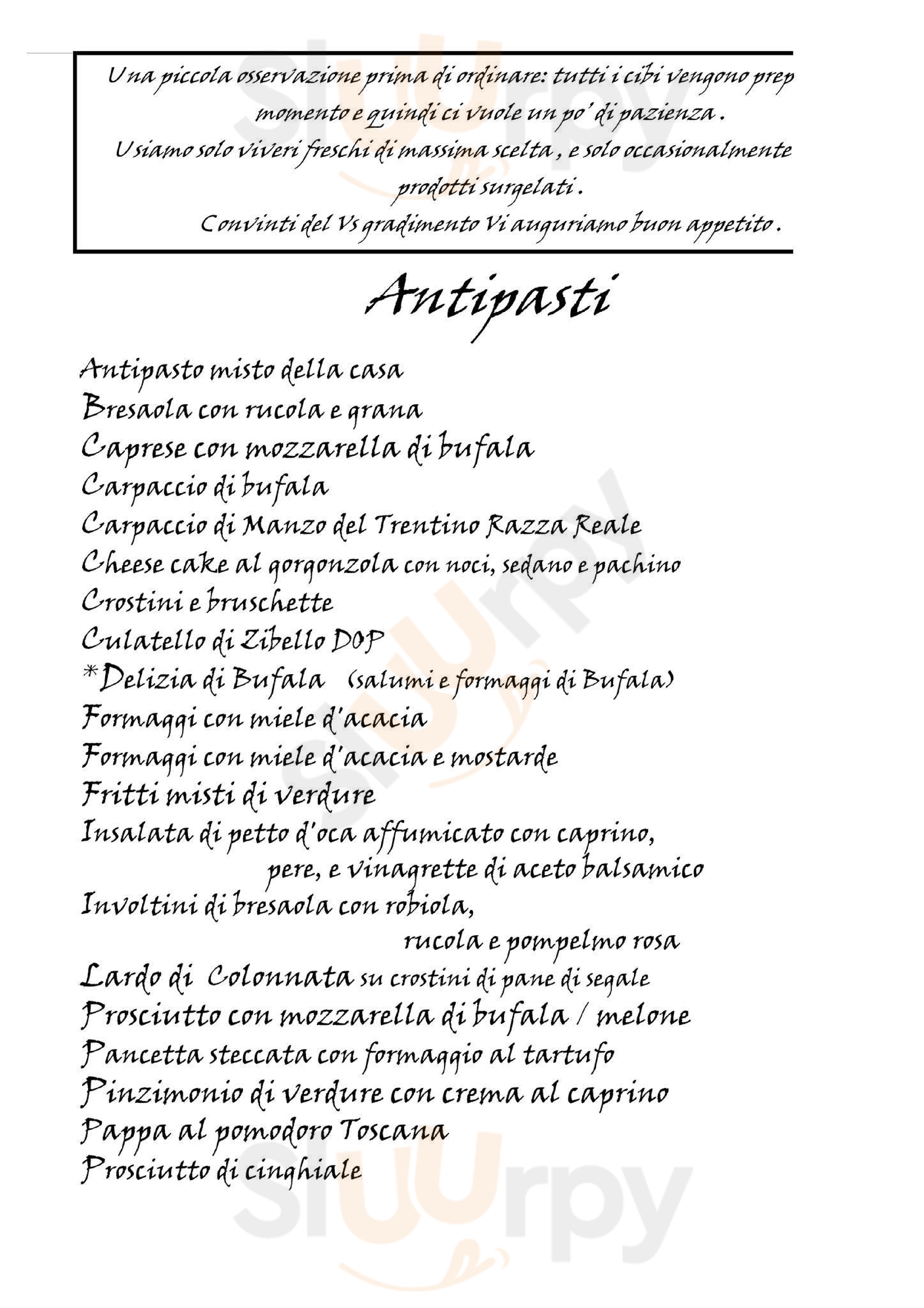 Osteria Persei Prossedi menù 1 pagina