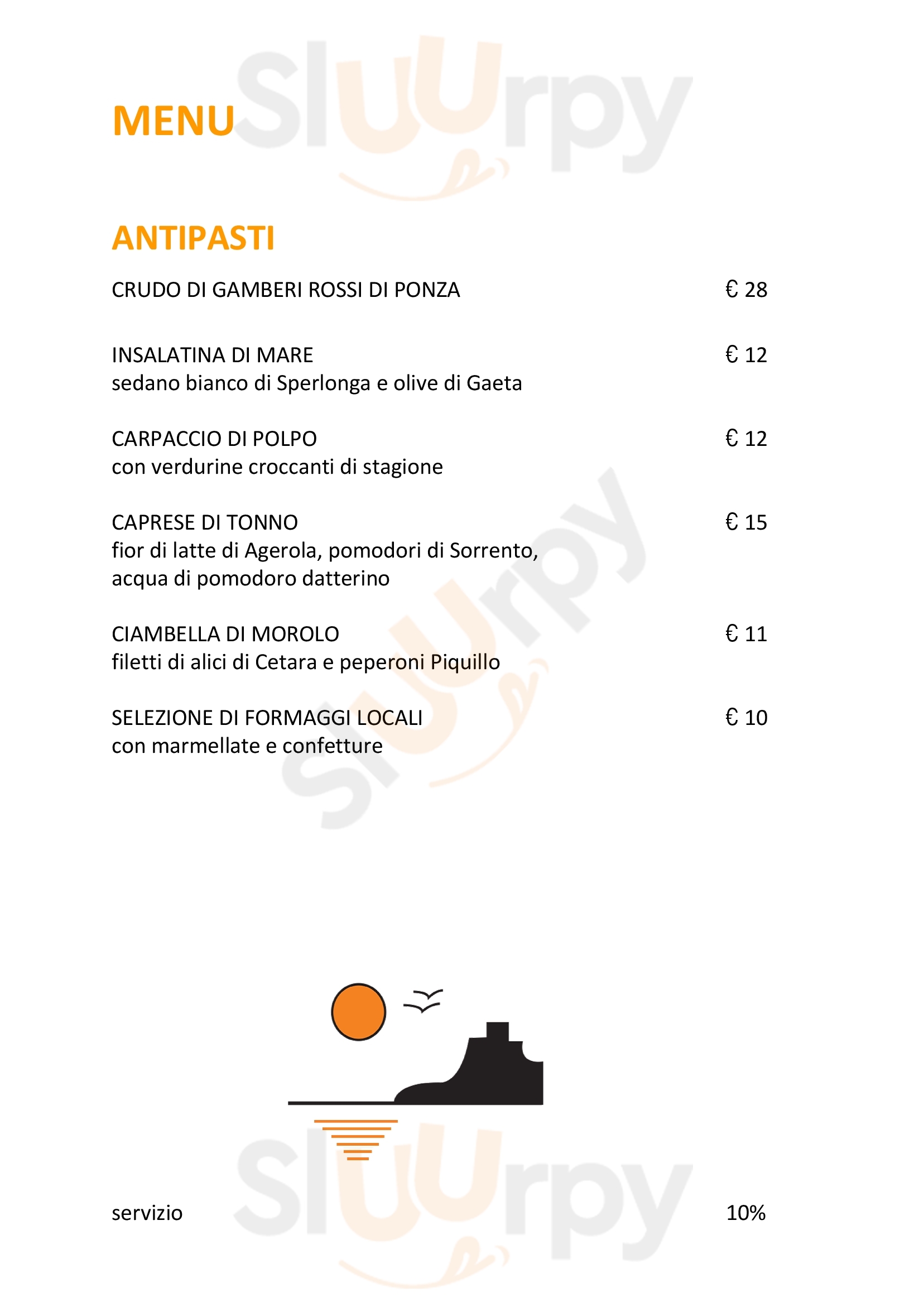 Ristorante Tramonto Sperlonga menù 1 pagina