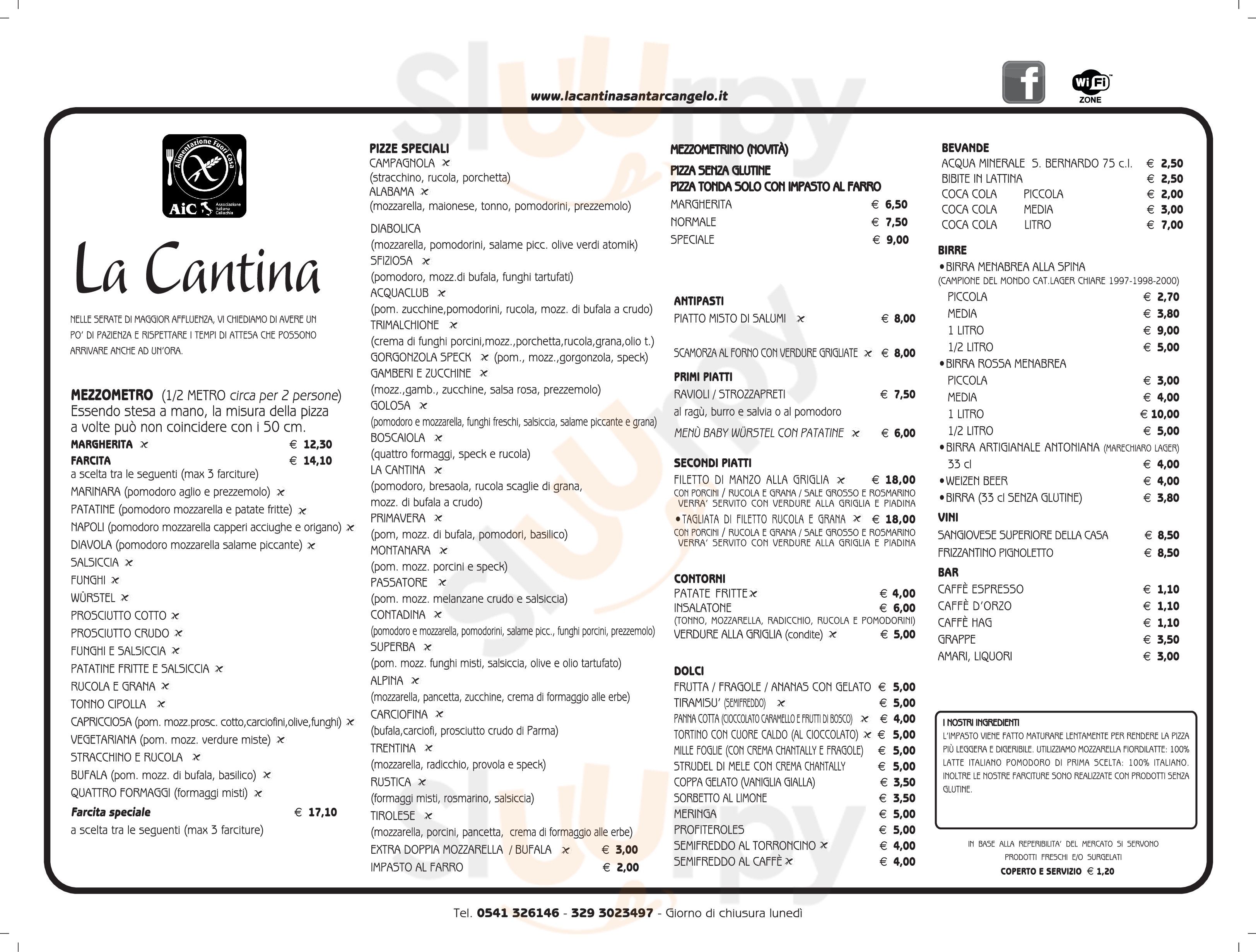 Osteria La Cantina Santarcangelo di Romagna menù 1 pagina