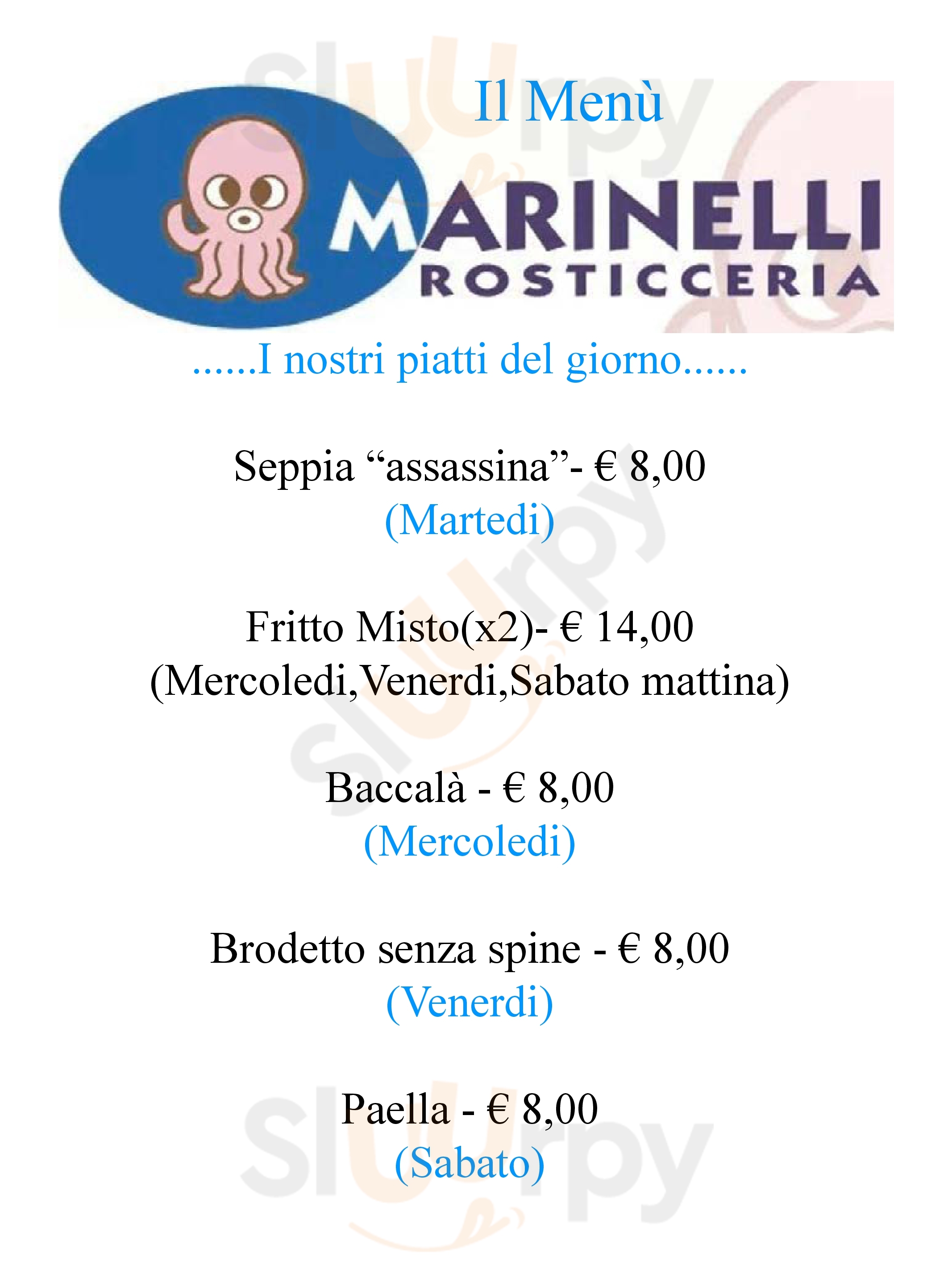 Rosticceria Marinelli Rimini menù 1 pagina