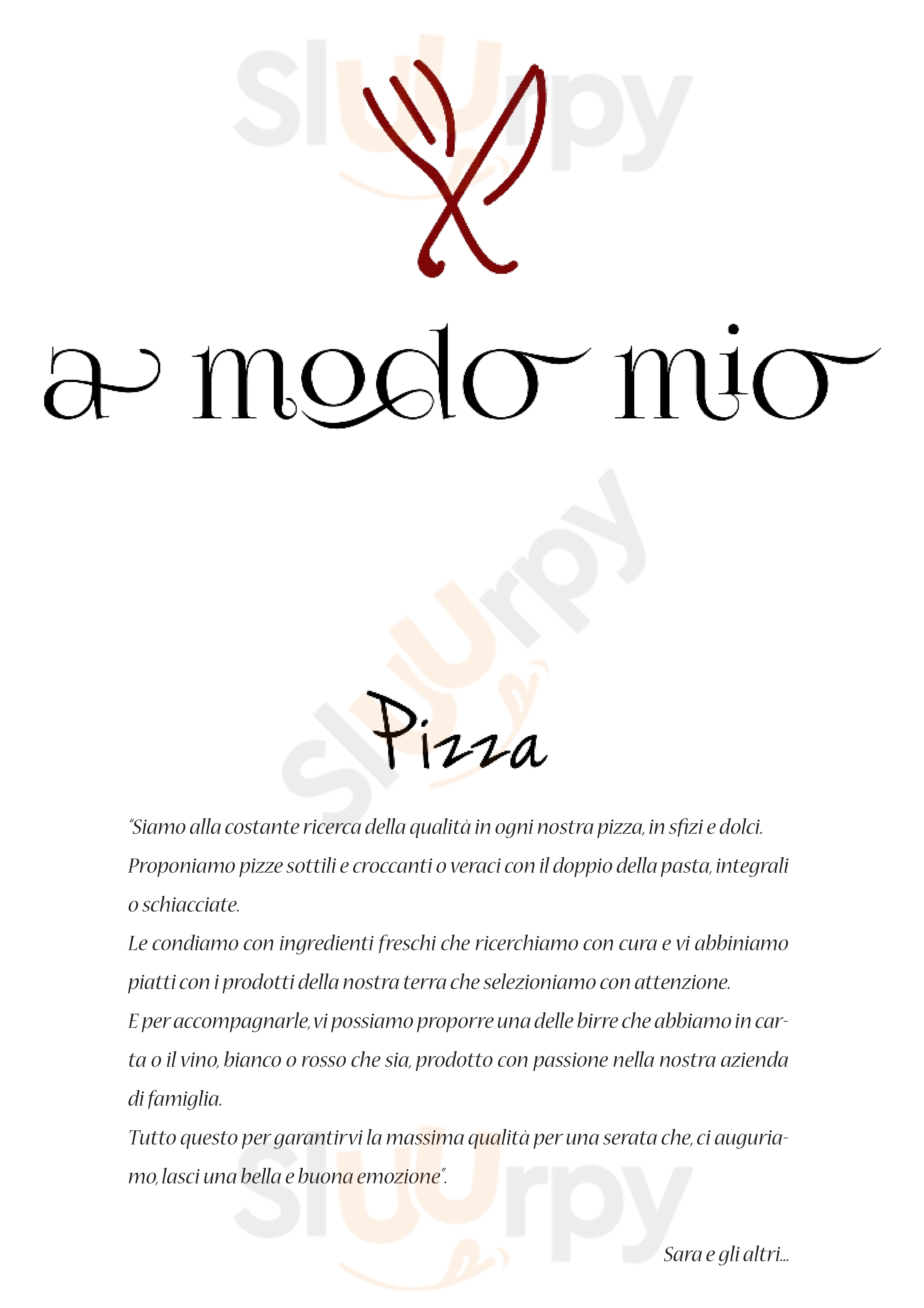 pizzeria A Modo Mio Brescia menù 1 pagina