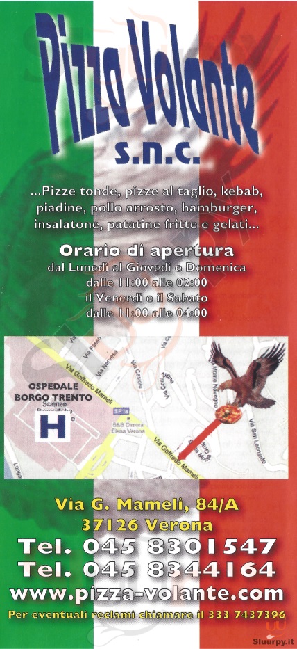PIZZA VOLANTE Verona menù 1 pagina