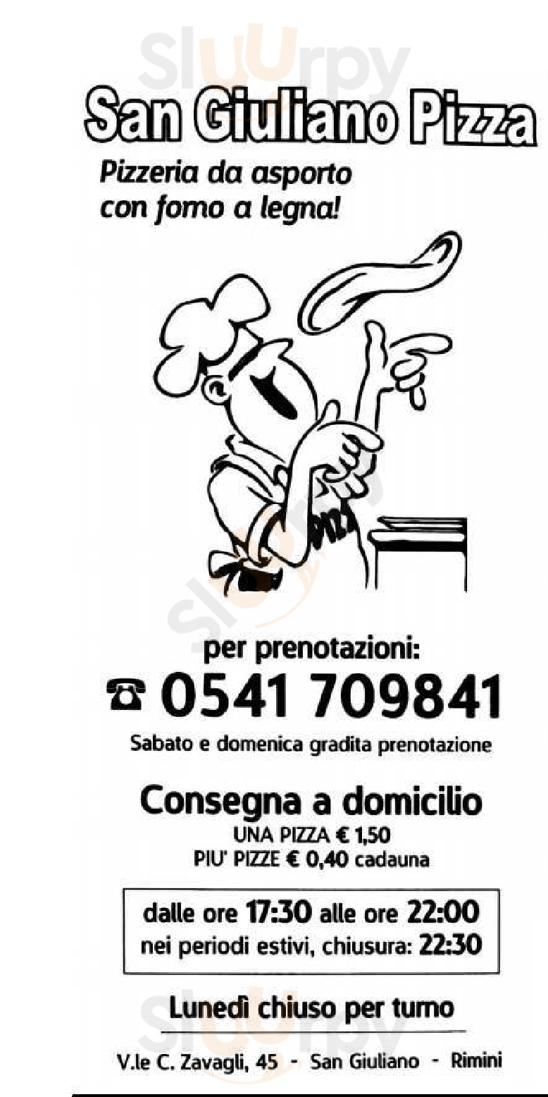 San Giuliano Pizza Rimini menù 1 pagina
