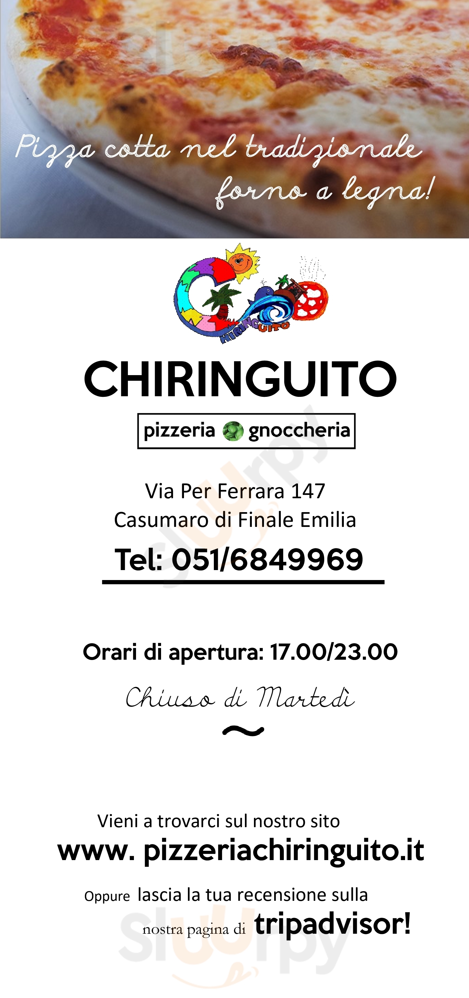 Pizzeria Gnoccheria Chiringuito Finale Emilia menù 1 pagina