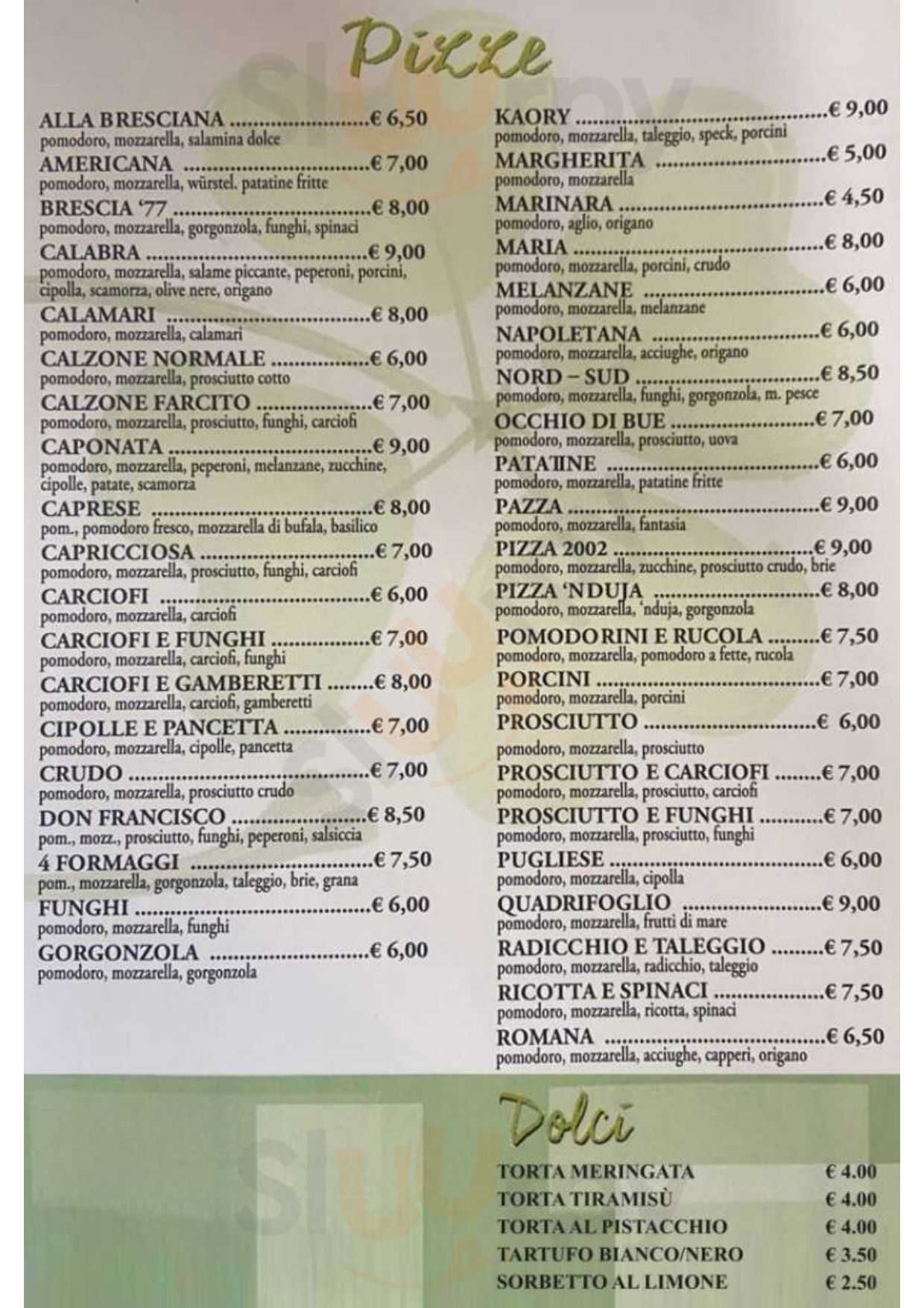 Il Quadrifoglio Brescia menù 1 pagina