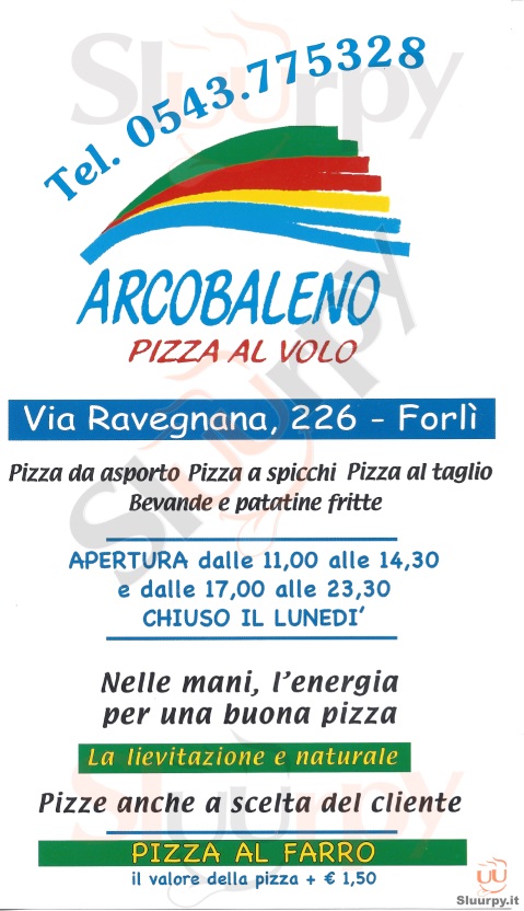 Arcobaleno Forlì menù 1 pagina