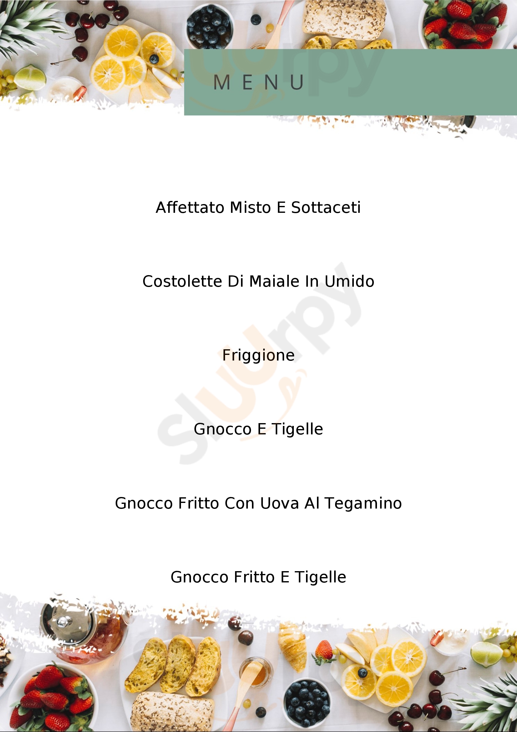 Osteria Vecchio Mulino Castelfranco Emilia menù 1 pagina