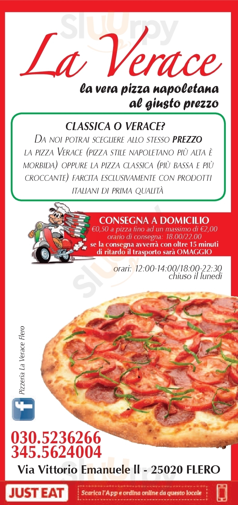 Pizzeria La Verace Flero menù 1 pagina