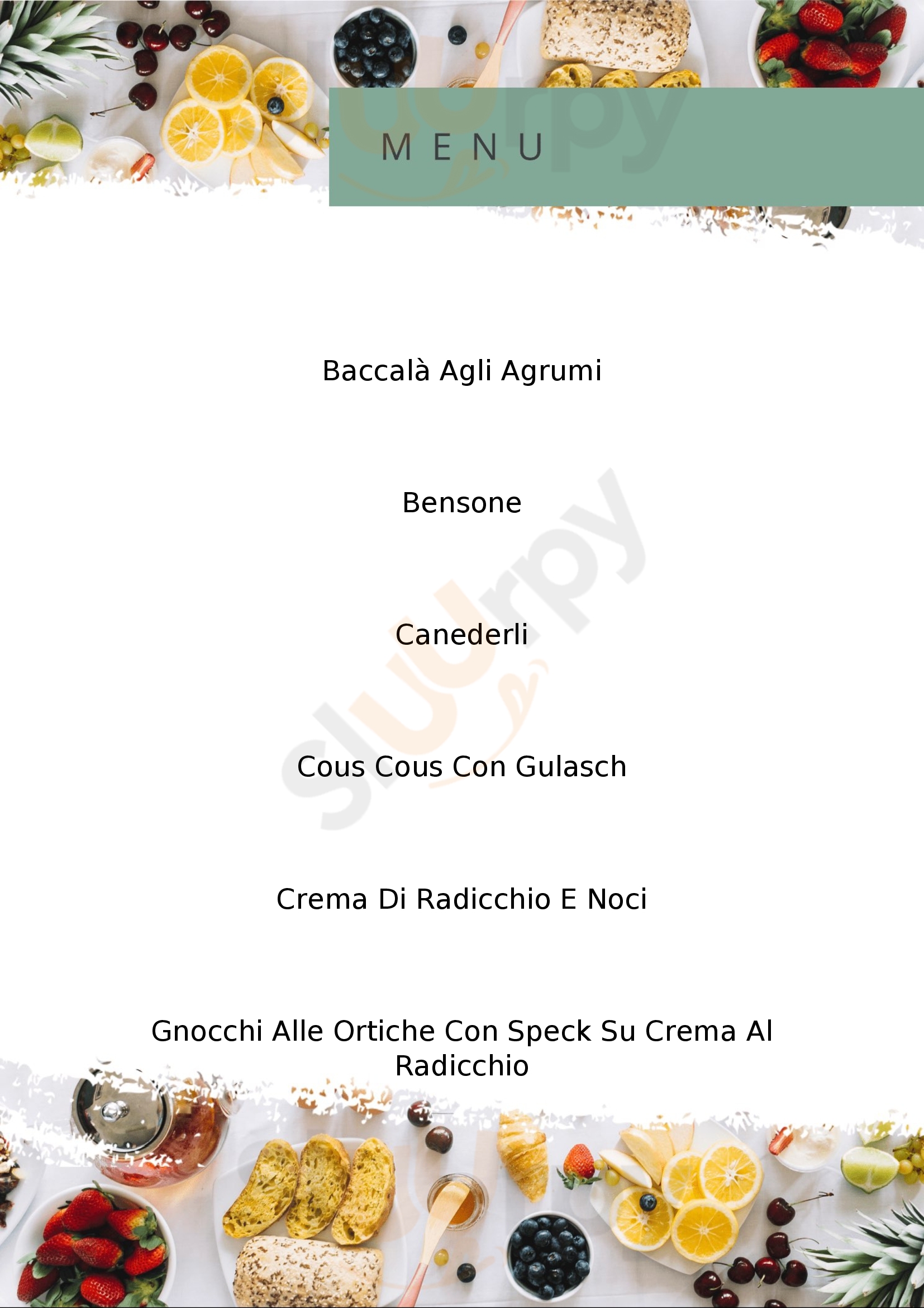 Food Club Cafe Modena menù 1 pagina