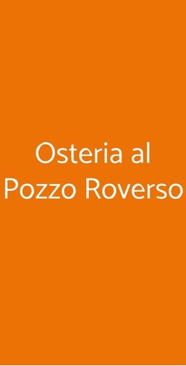 Osteria Al Pozzo Roverso, Venezia