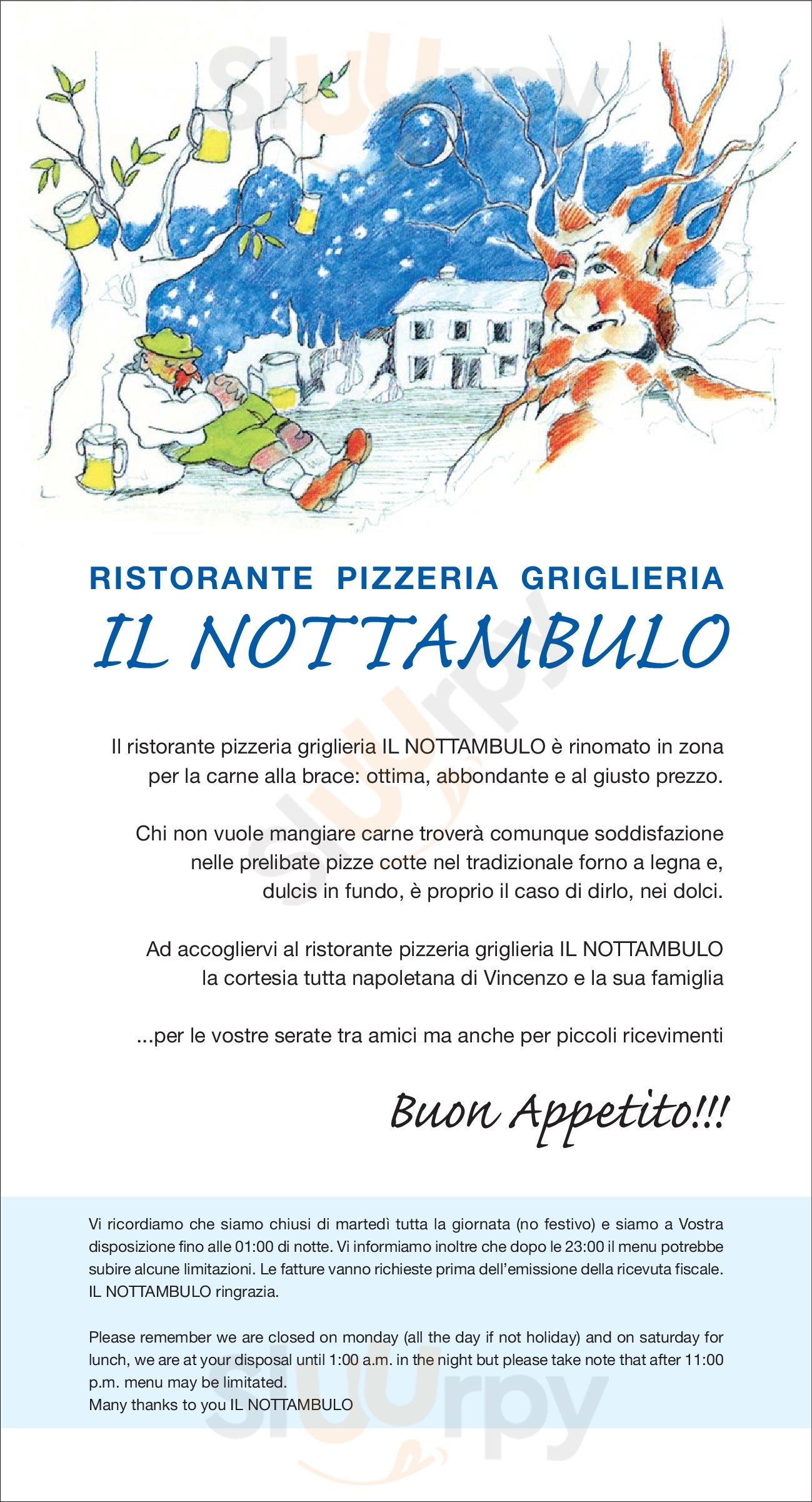 Il Nottambulo Venezia menù 1 pagina