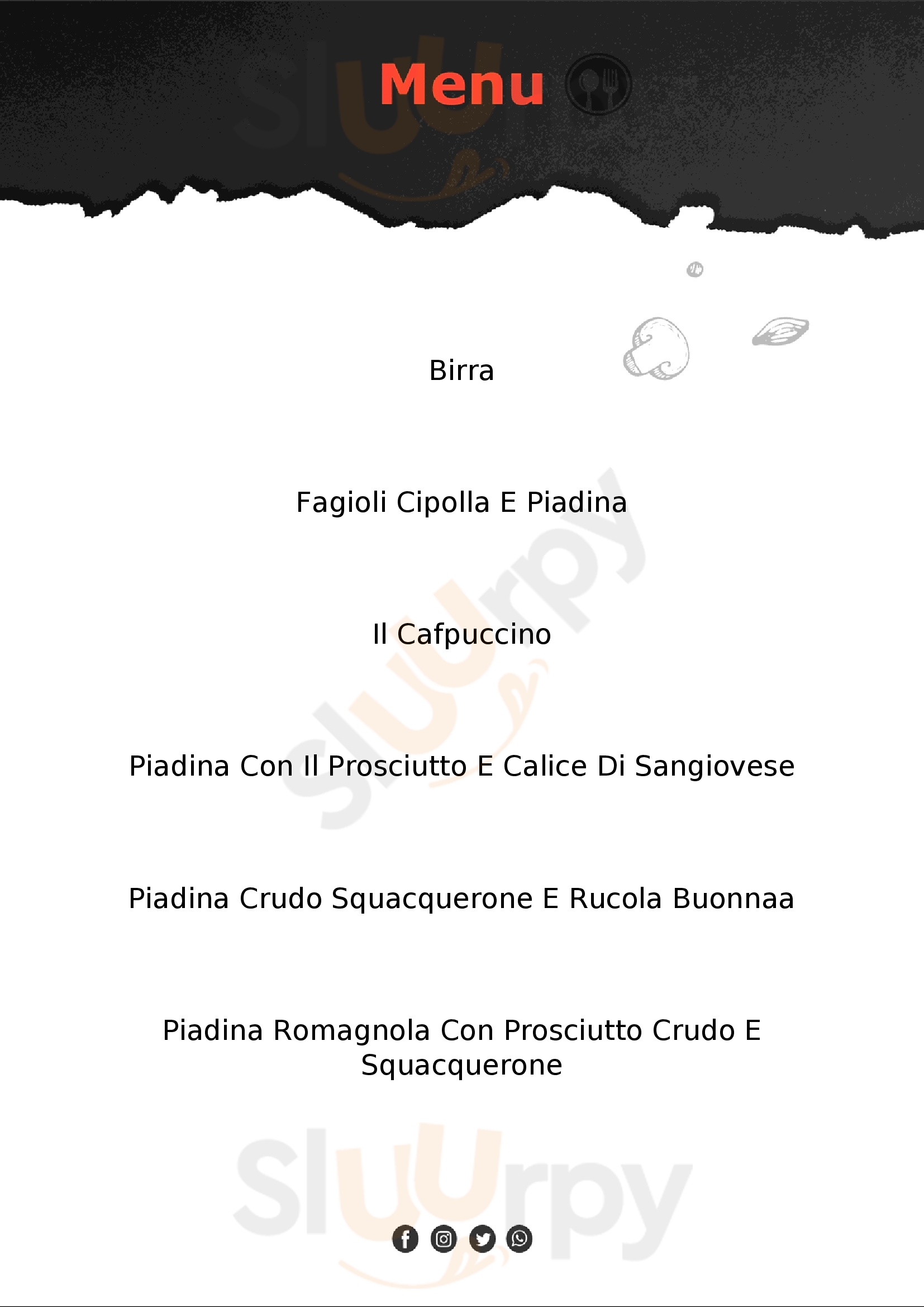 Bar Piadineria Dalla Titti Cesenatico menù 1 pagina