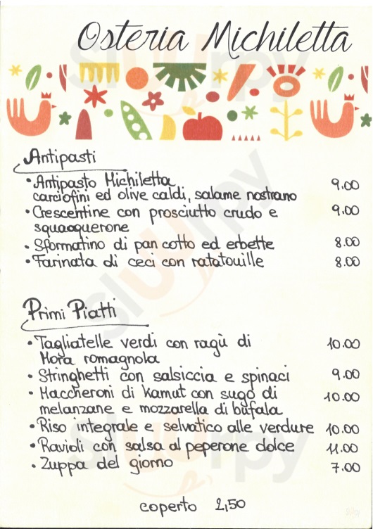 Osteria Michiletta Cesena menù 1 pagina