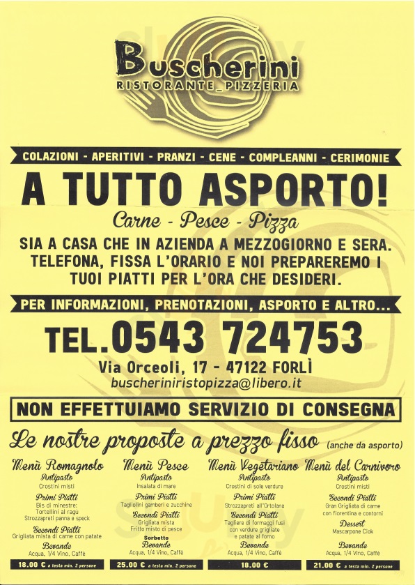 Buscherini Forlì menù 1 pagina