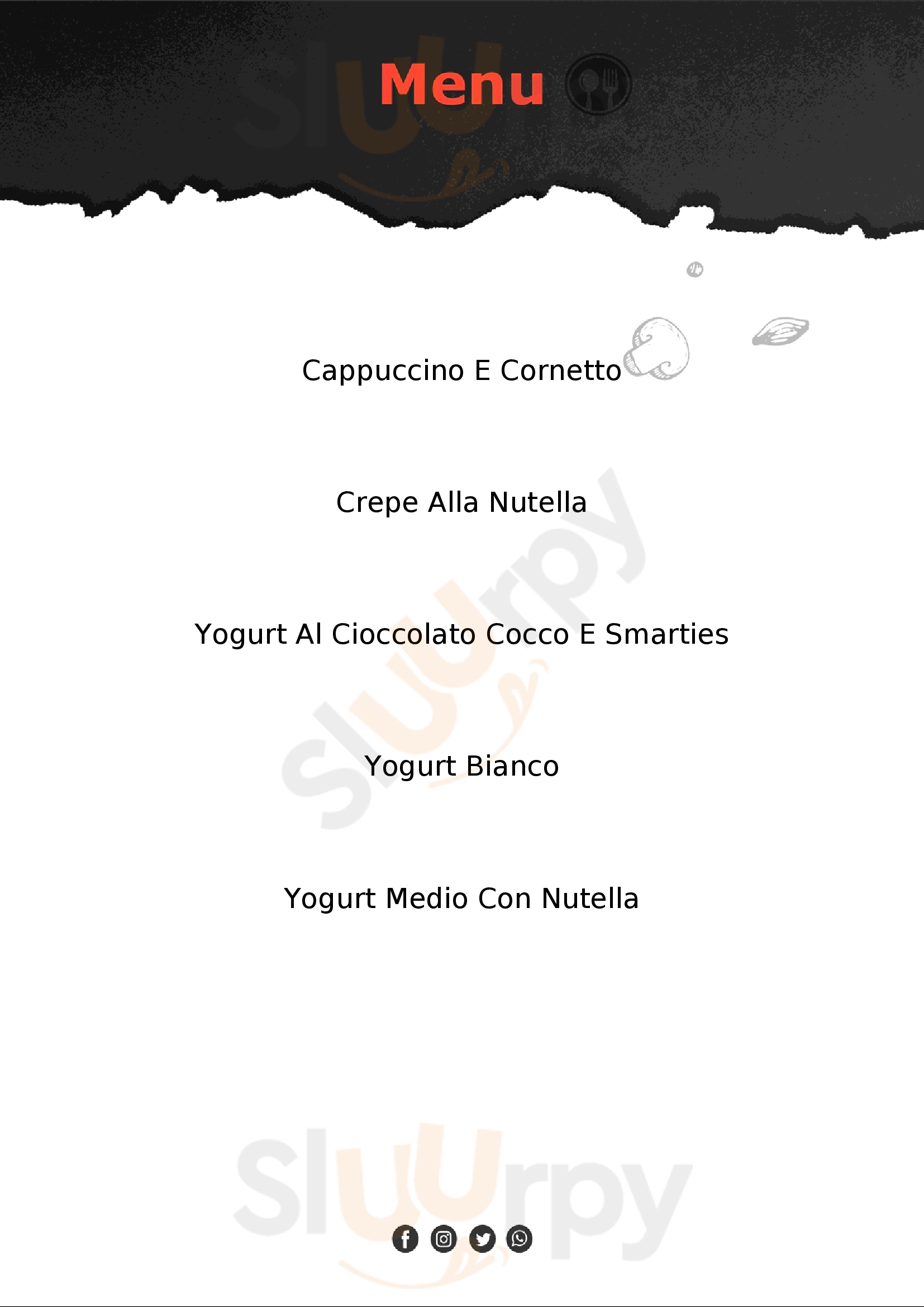 Yogurt City Cosenza menù 1 pagina