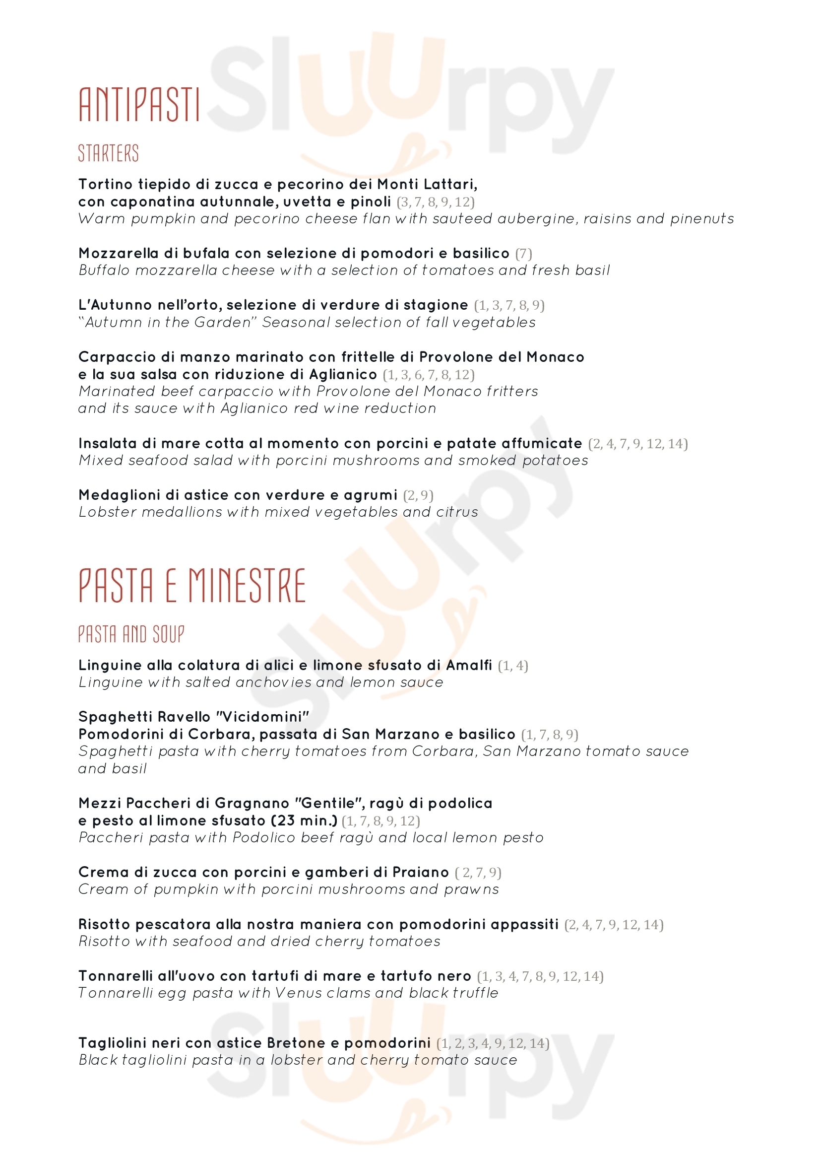 Belvedere Restaurant - Belmond Hotel Caruso Ravello menù 1 pagina