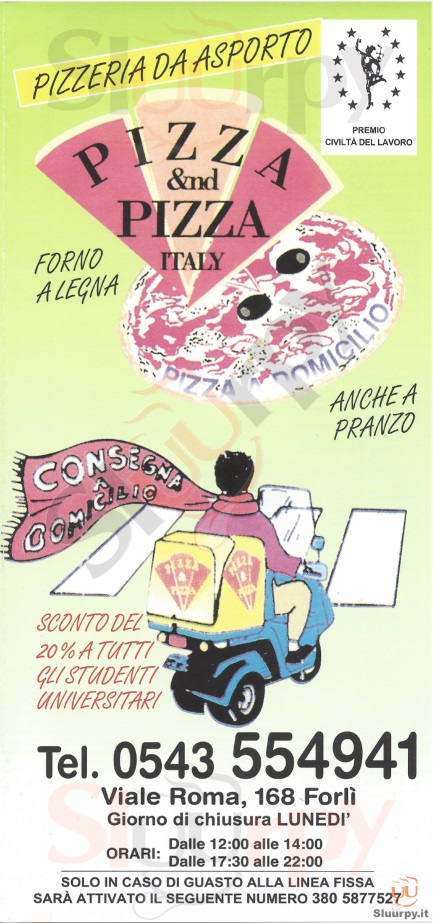 PIZZA &nd PIZZA ITALY Forlì menù 1 pagina