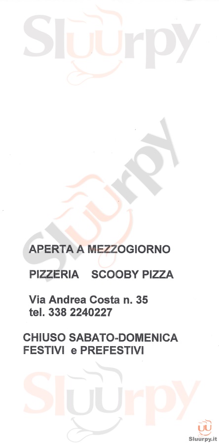 SCOOBY PIZZA Forlì menù 1 pagina