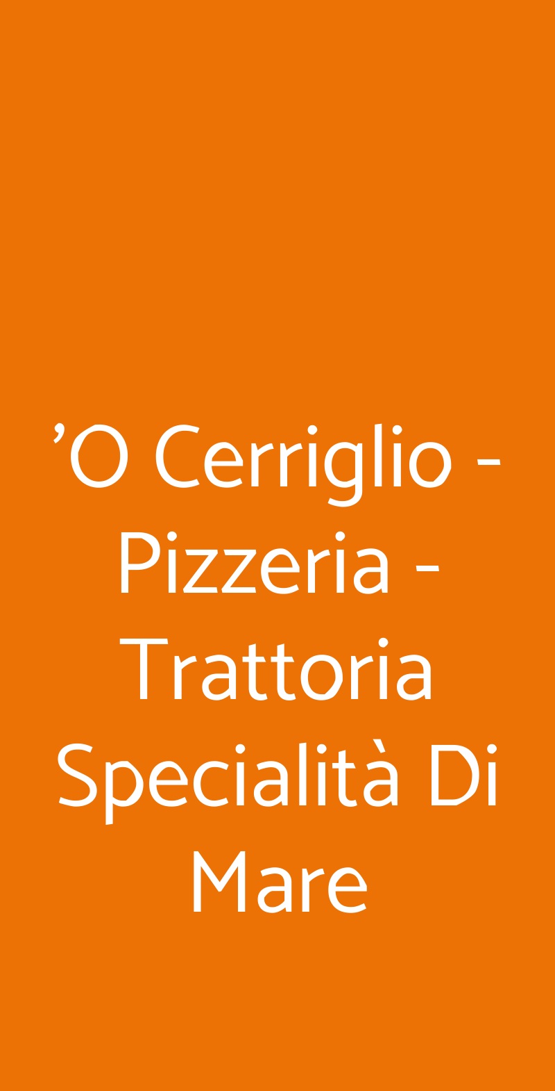 'O Cerriglio - Pizzeria - Trattoria Specialità Di Mare Napoli menù 1 pagina