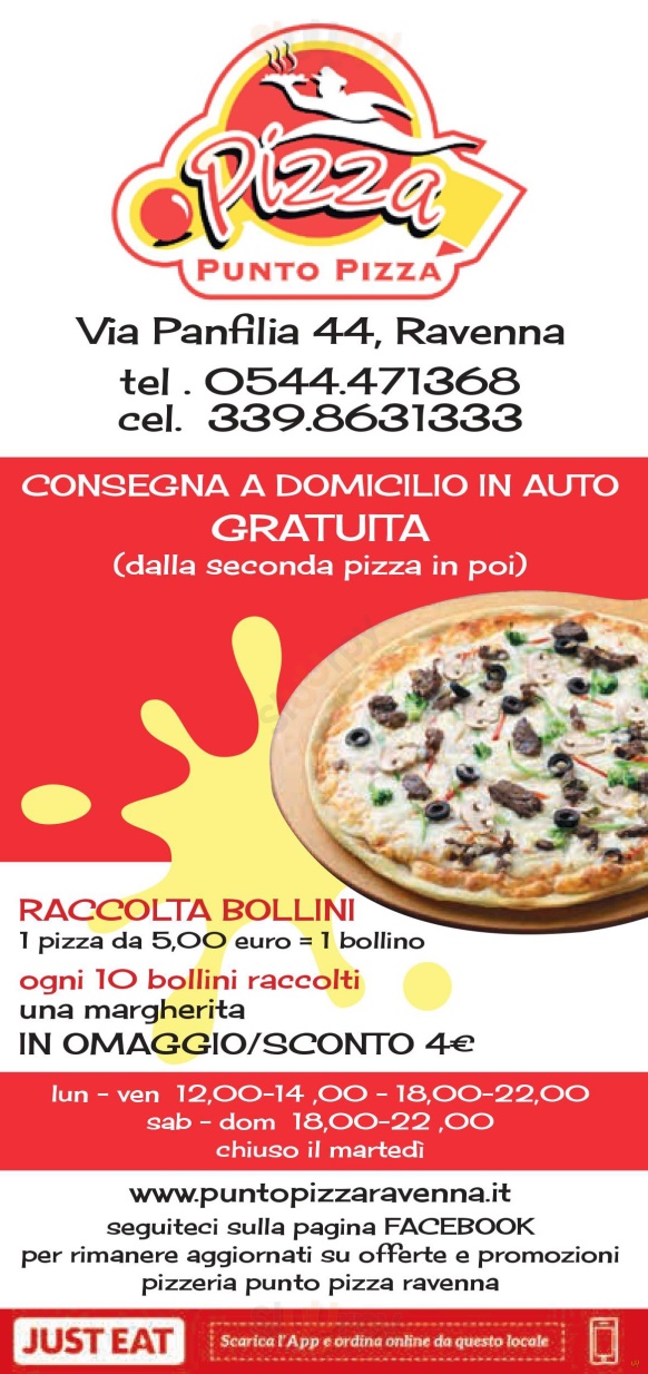 Punto Pizza Ravenna menù 1 pagina