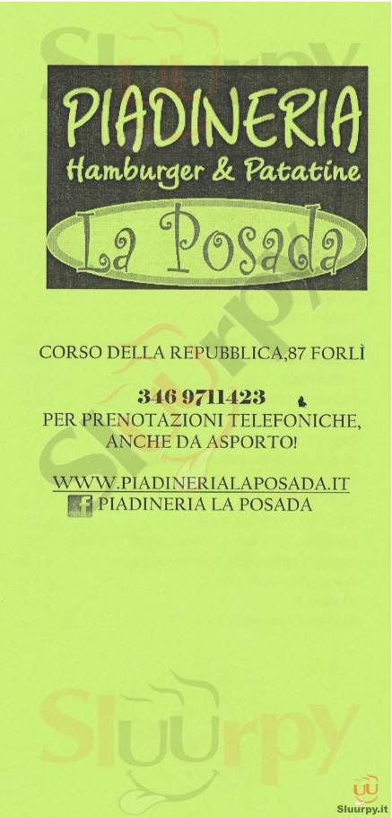 LA POSADA Forlì menù 1 pagina