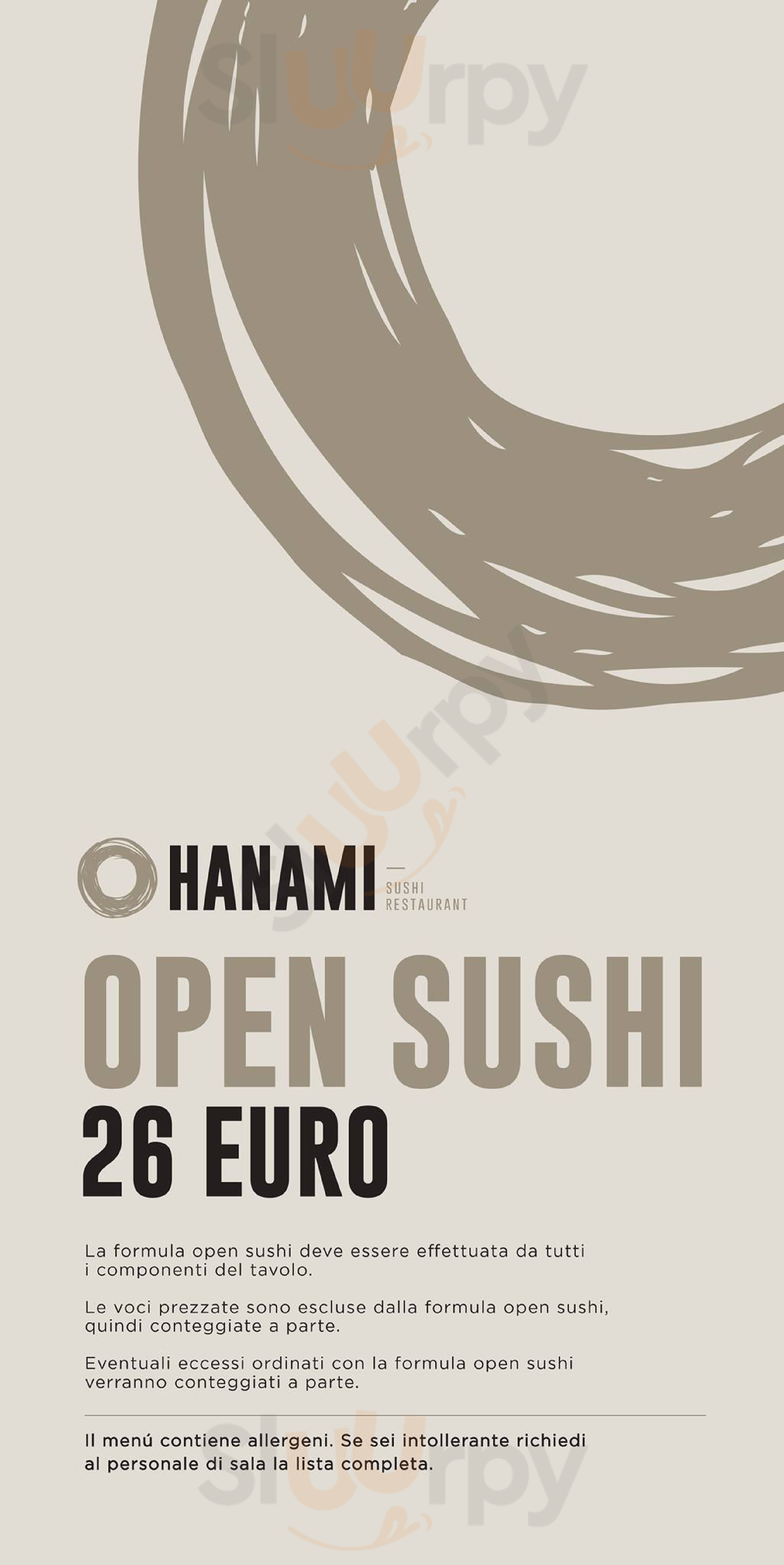 Hanami Sushi Piacenza menù 1 pagina