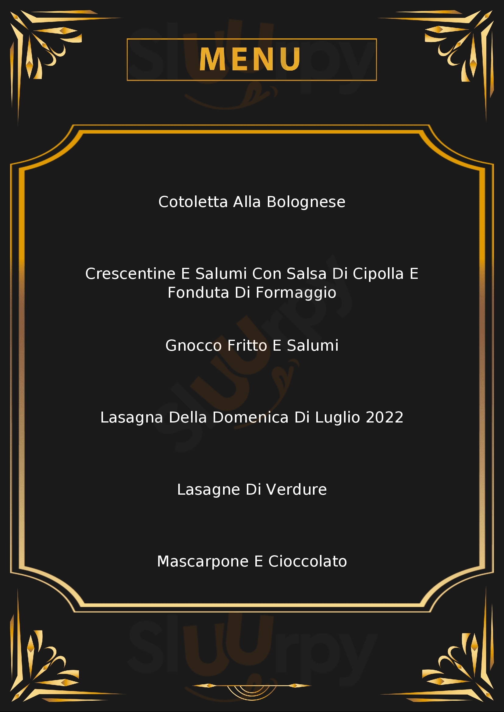 Antica Ricetta Bologna menù 1 pagina
