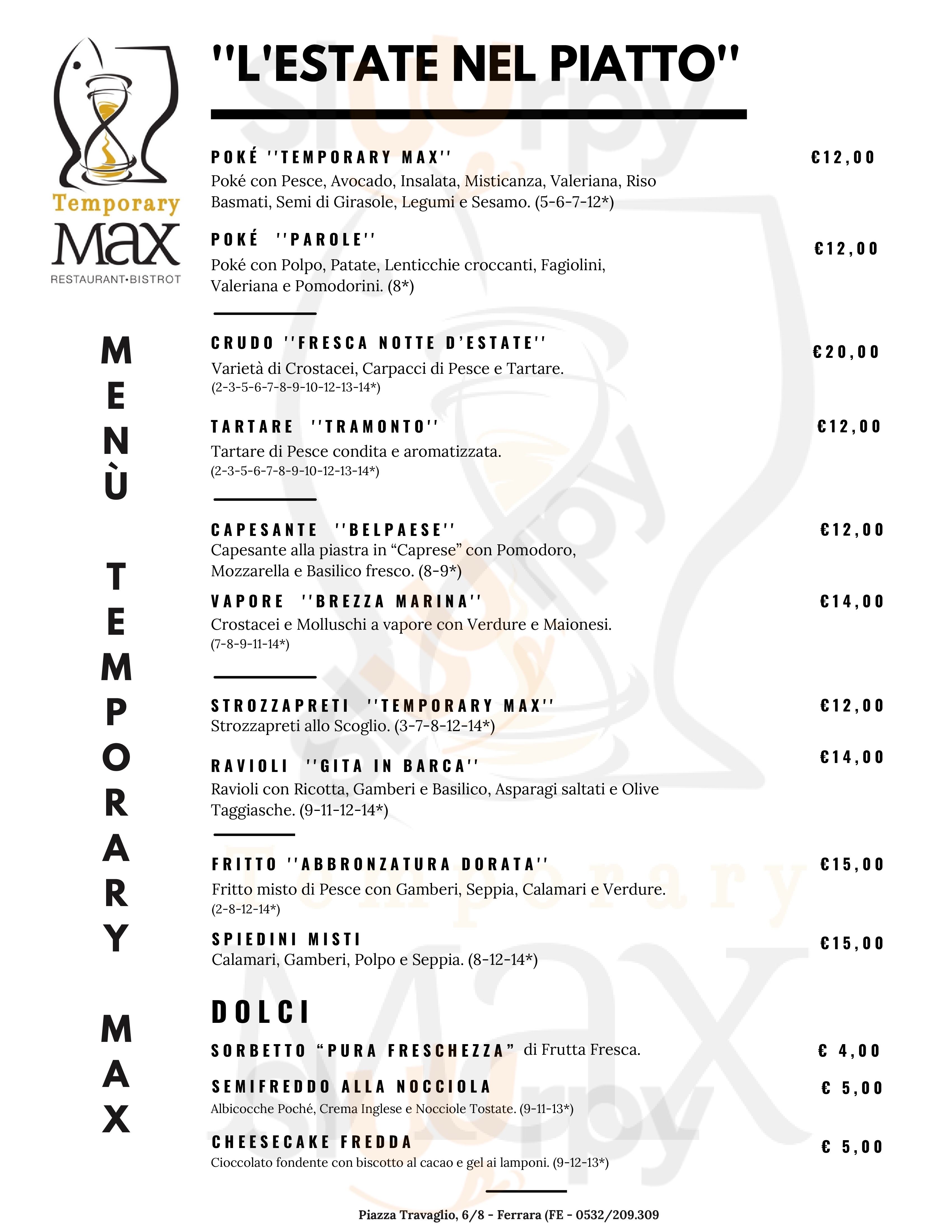 MAX - Restaurant•Bistrot Ferrara menù 1 pagina